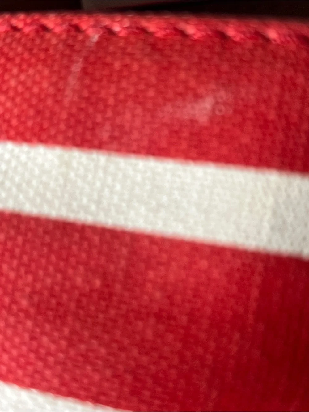 Michael Kors Fulton Tote Red White Stripes Gold Logo Leather Straps